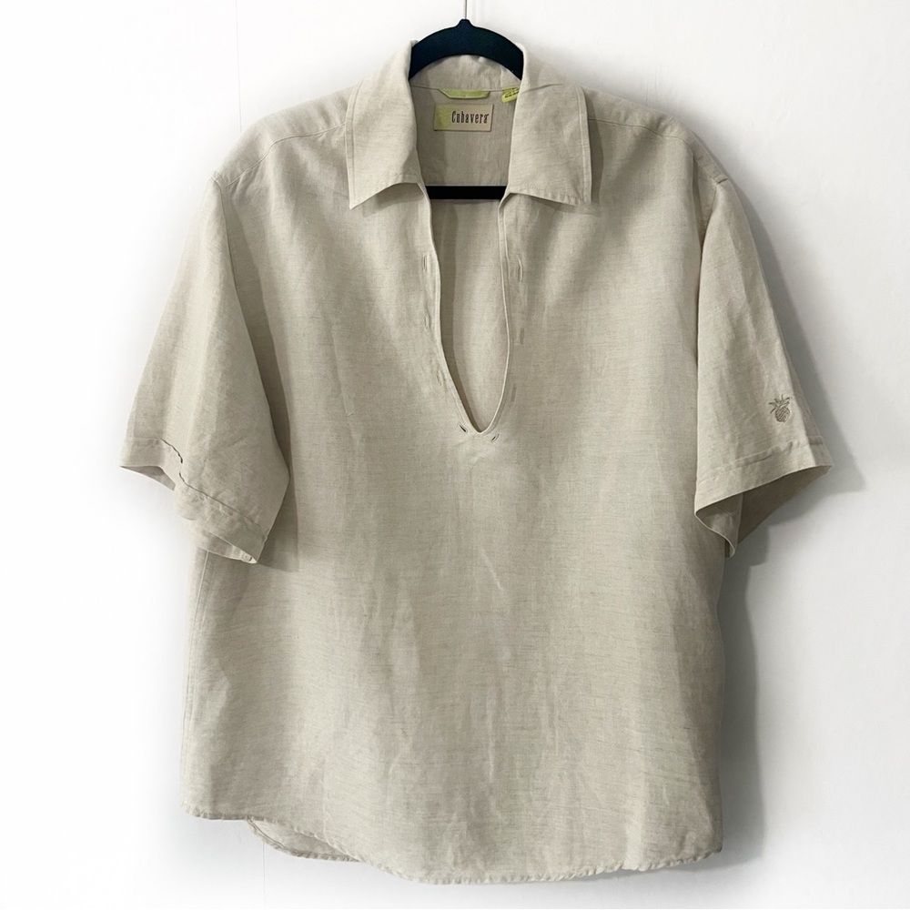 Cubavera Women’s Linen Blend Top Sz L